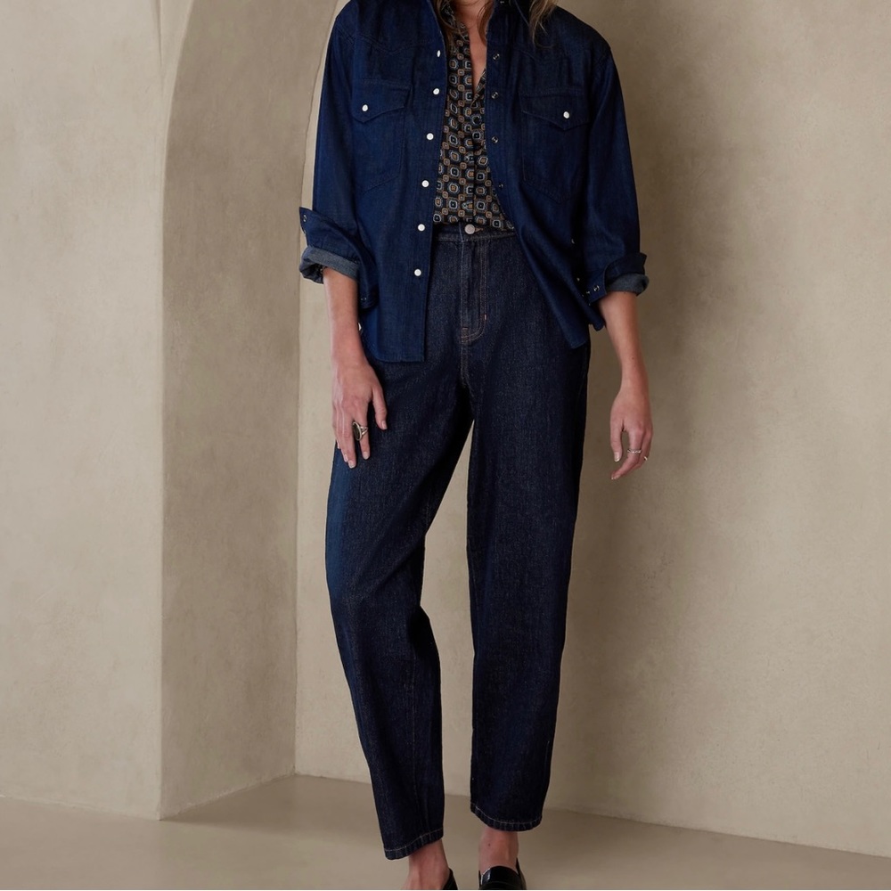 NEW Banana Republic High Waisted BARREL JEAN Women’s SZ 28 in Dark Wash